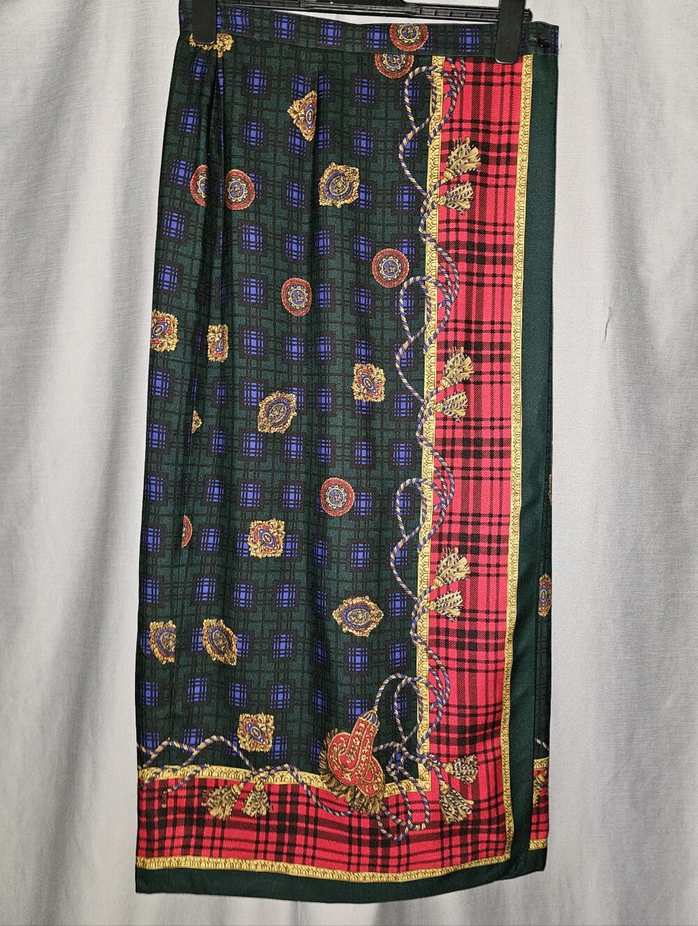 Vintage Talbots 100% Silk Paisley Plaid baroque Skirt Size 8 – Classic .midi - Picture 4 of 9
